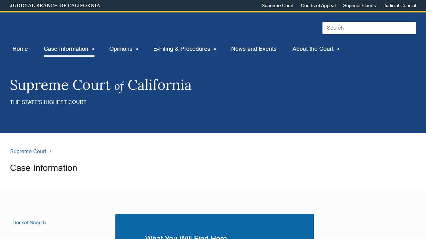 Case Information Supreme Court of California